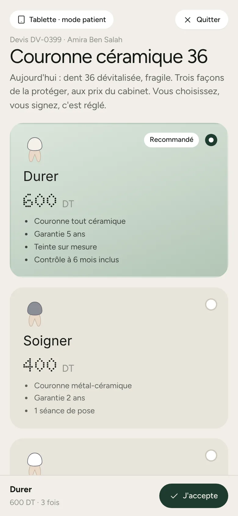 Le devis se décide au fauteuil.